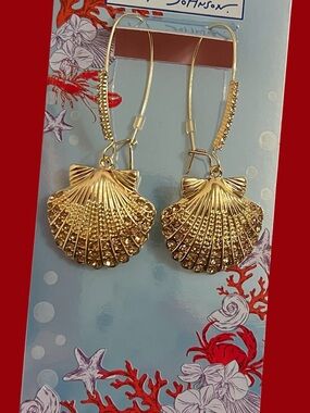 Betsey Johnson Gold Shell Drop Earrings